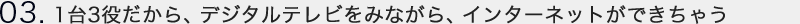 03.1台3役だから、デジタルテレビをみながら、インターネットができちゃう